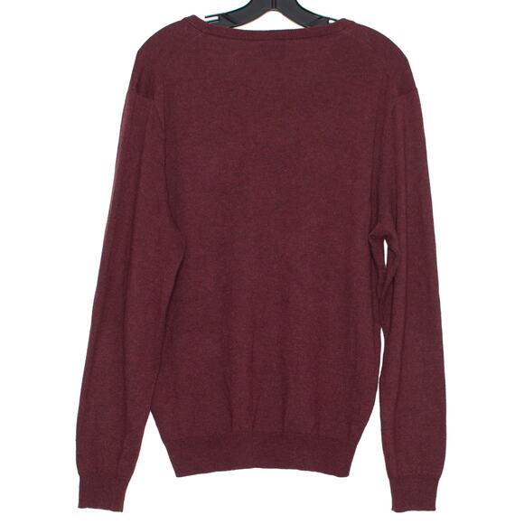 J Crew Mens Sweater Wool V Neck Dark Academia Preppy Minimalist Burgundy Large - Picture 2 of 7